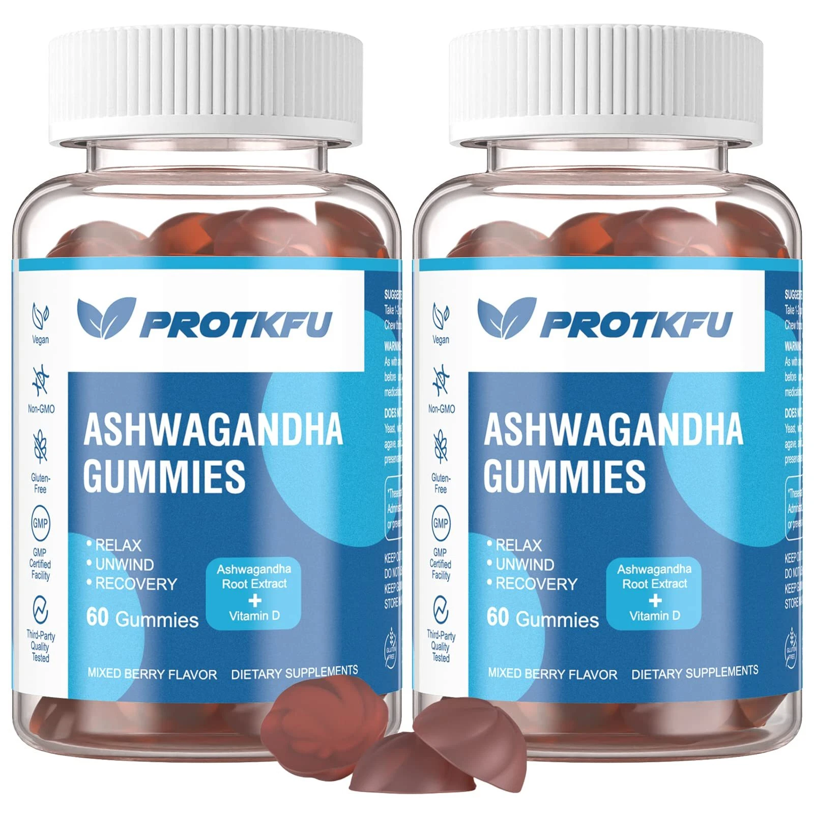 2 Pack Ashwagandha Gummies & Vitamin D3 Gummies Organic Aswangdha Supplement ...