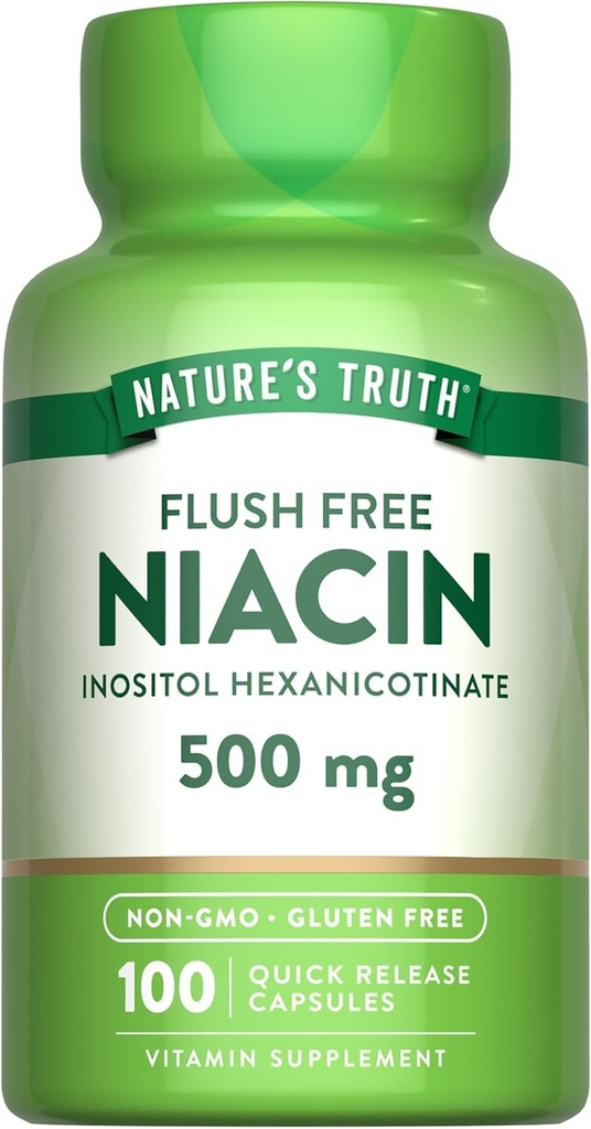 Niacin 500mg Flush Free | 100 Capsules | Vitamin B3 | by Nature's Truth