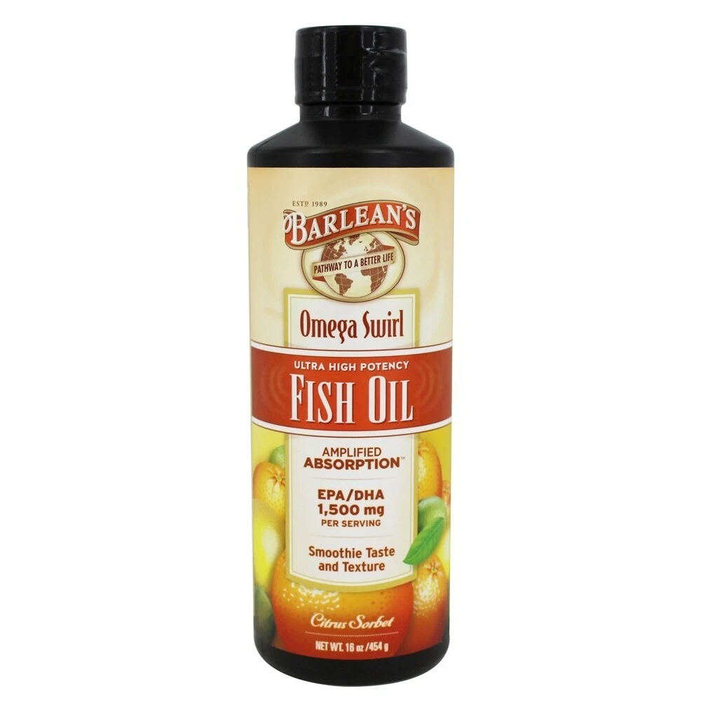 Barlean's Omega Swirl Fish Oil Ultra High Potency Citrus Sorbet 1500 mg., 16 Oz