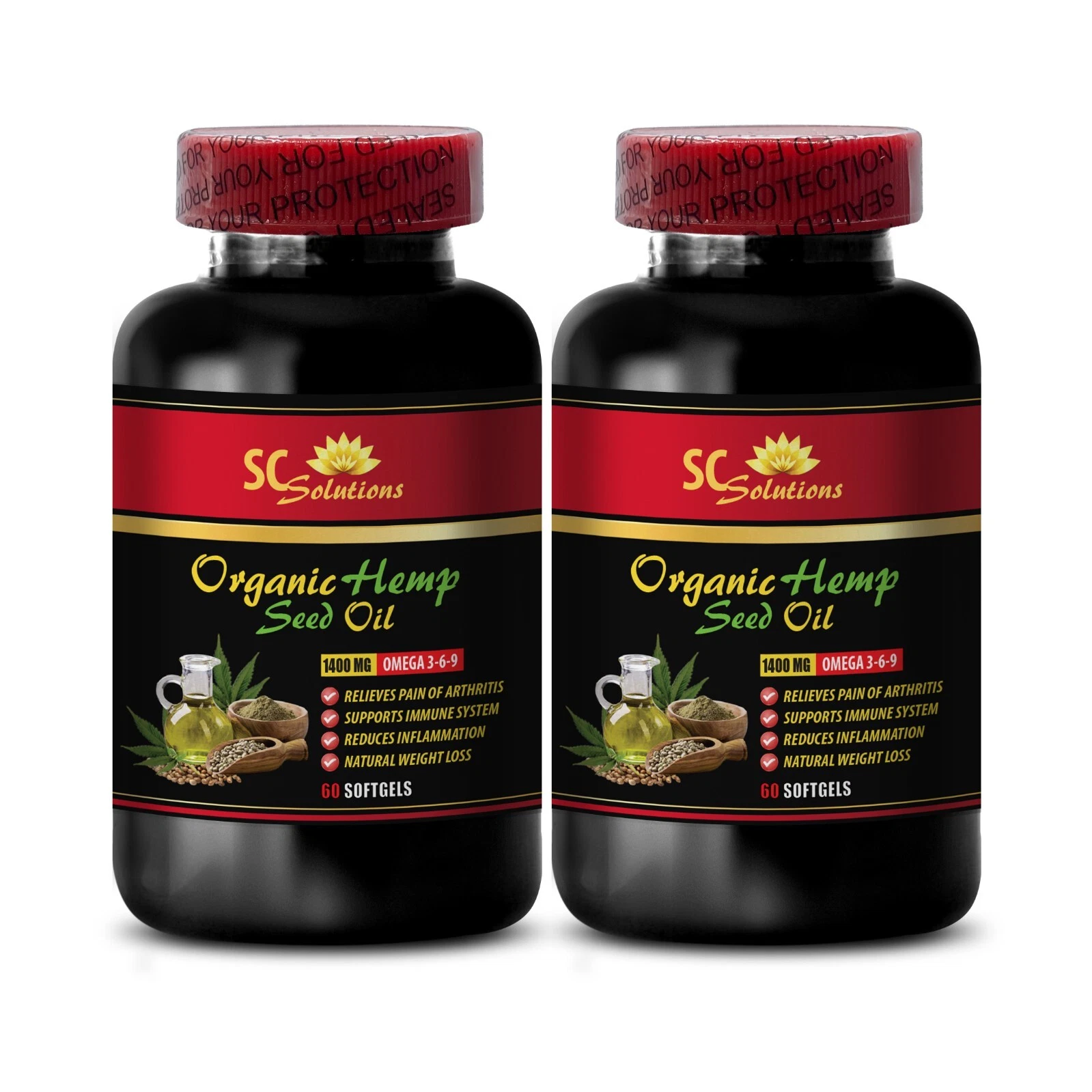hemp oil capsules organic - HEMP SEED OIL 1400mg - omega complex - 2 Bottles