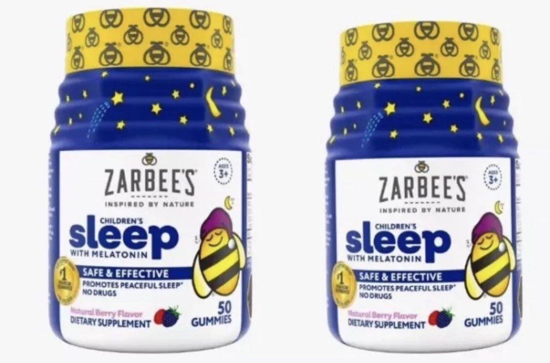 Zarbee’s Kid’s Sleep Gummies w/Melatonin Drug Free Non Habit Forming Berry X2