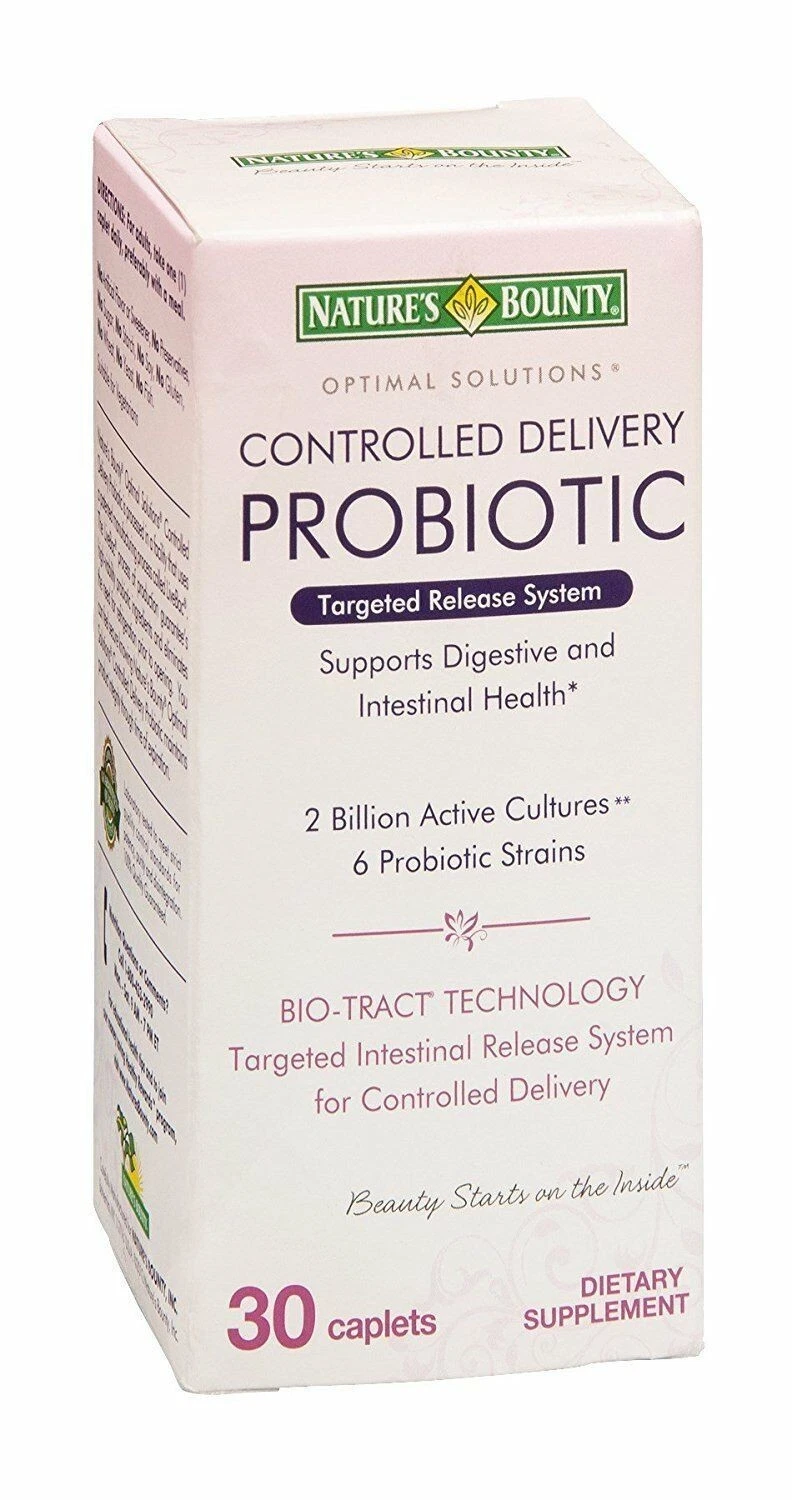Nature's Bounty Controlled Delivery Probiotic Caplets Gluten Free 30 Ct 3 Pack