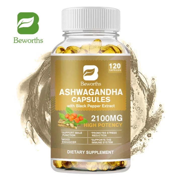 Organic Ashwagandha Capsules 2100mg Strong Stress & Adrenal Support 120 Capsules