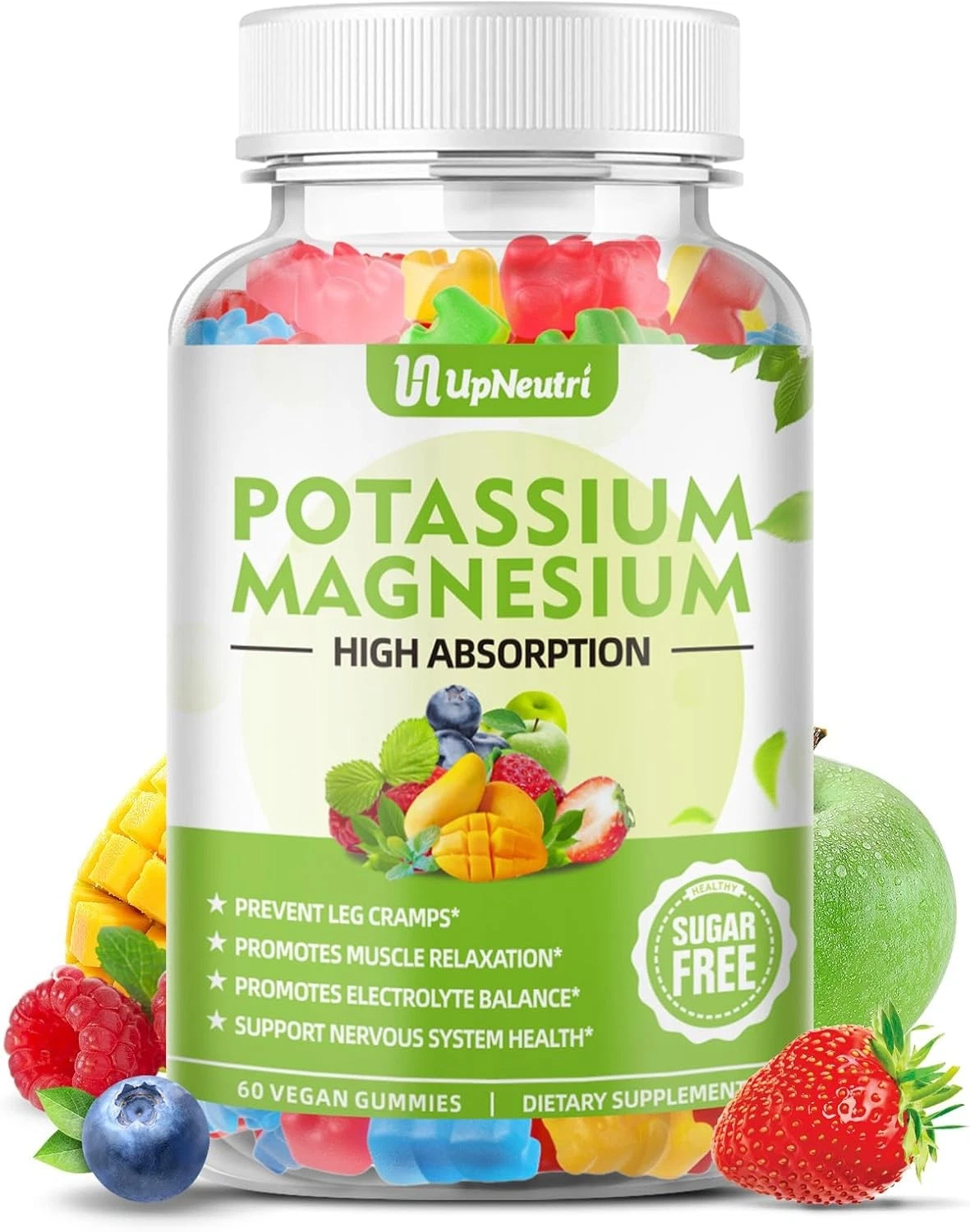 Potassium Magnesium Supplement Gummies for Adults Kids, 60 Count (Pack of 1)