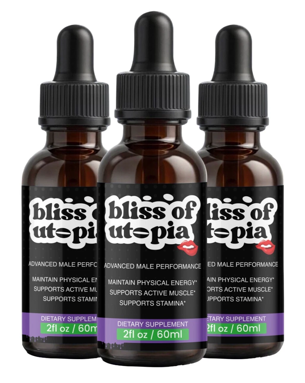 (3 Pack) Bliss of Utopia Drops for Men, Advanced Male Health Support Formula