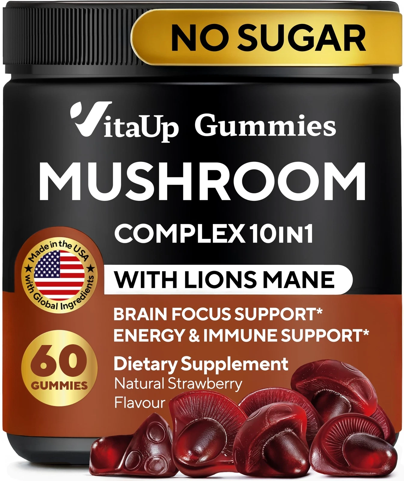 Mushroom Gummies for Adults - USA Made 10 in 1 Mushroom Supplement - Mushroom