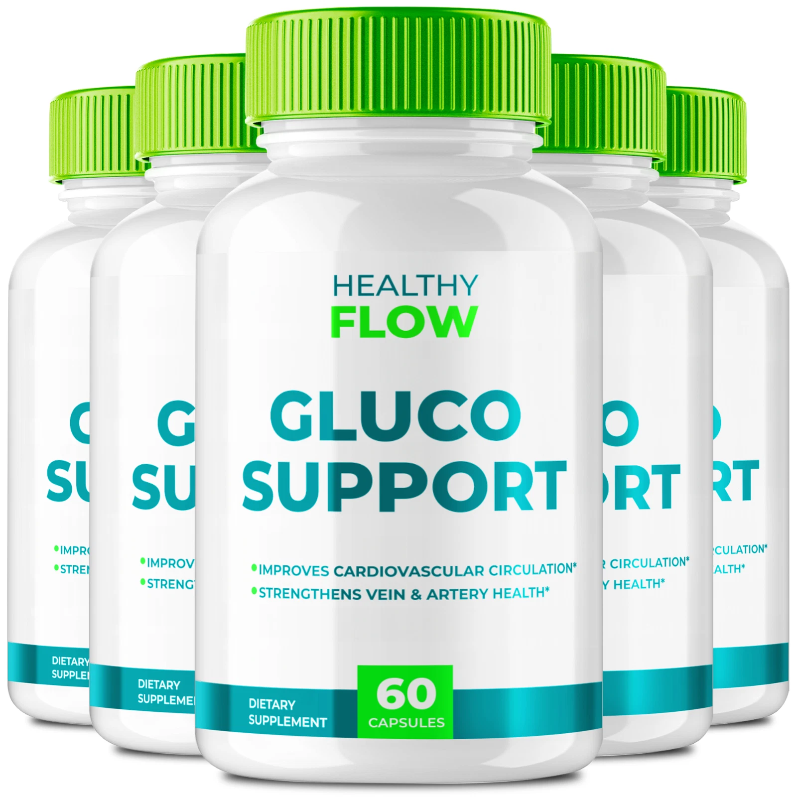 (5 Pack) Healthy Flow Capsules - HealthyFlow Gluco Support Blood Formula Pills