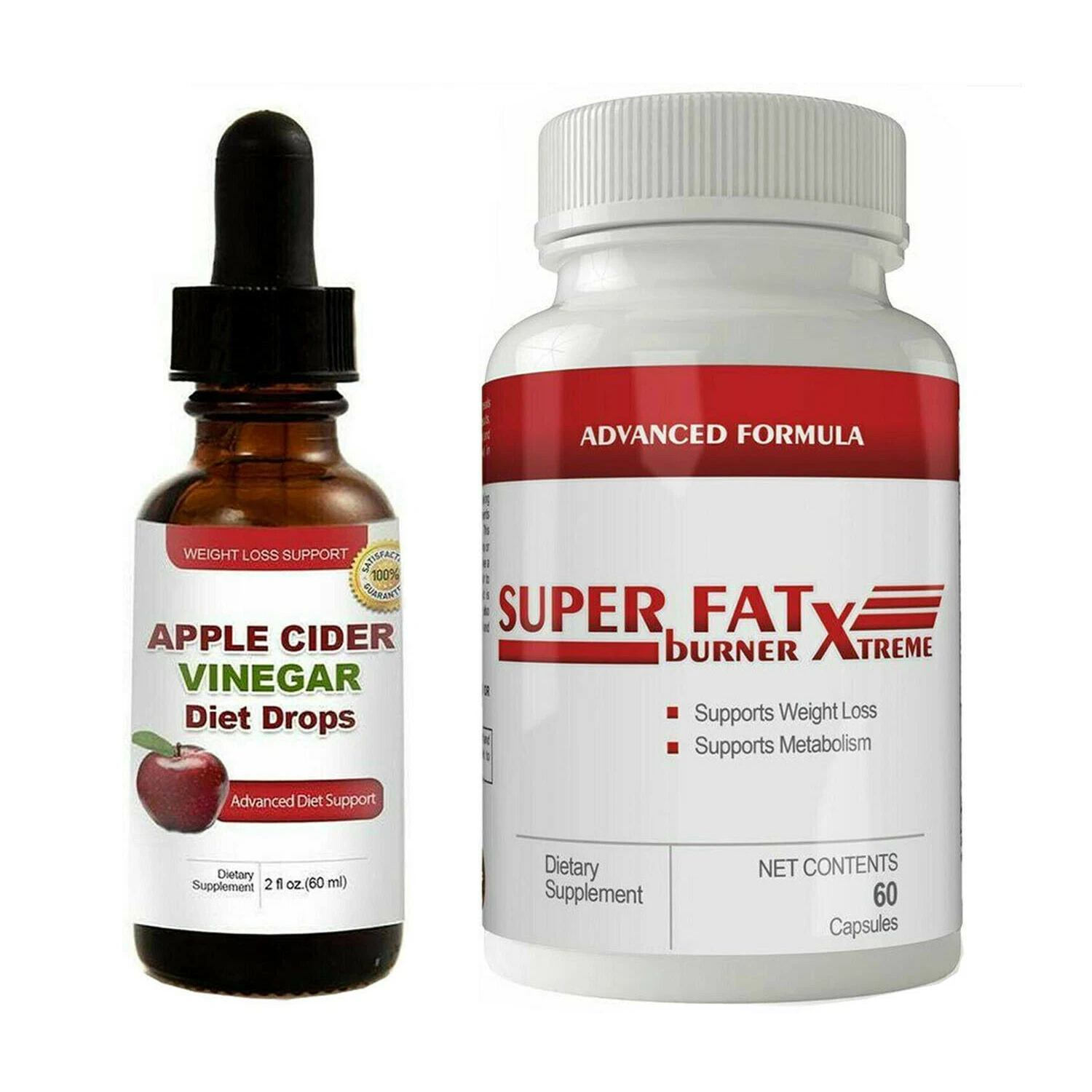 Apple Cider Vinegar Diet Drops & Super Fat Burner Weight Loss Dietary Capsules