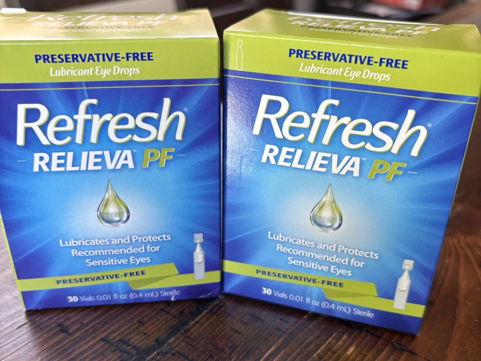 LOT OF 2 Refresh Relieva PF Lubricant Eye Drops Sealed 30 EACH Vials EXP 2/26+