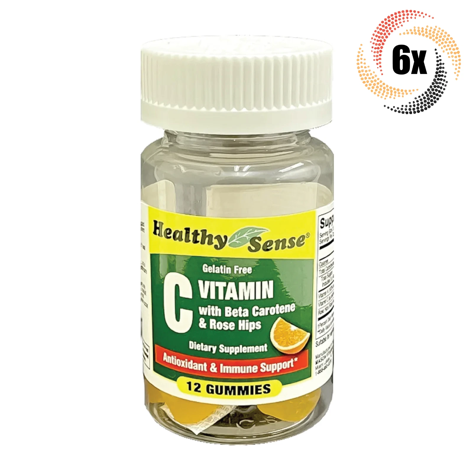 6x Bottles Healthy Sense C Vitamin Dietary Supplement Gummies | 12 Per Bottle