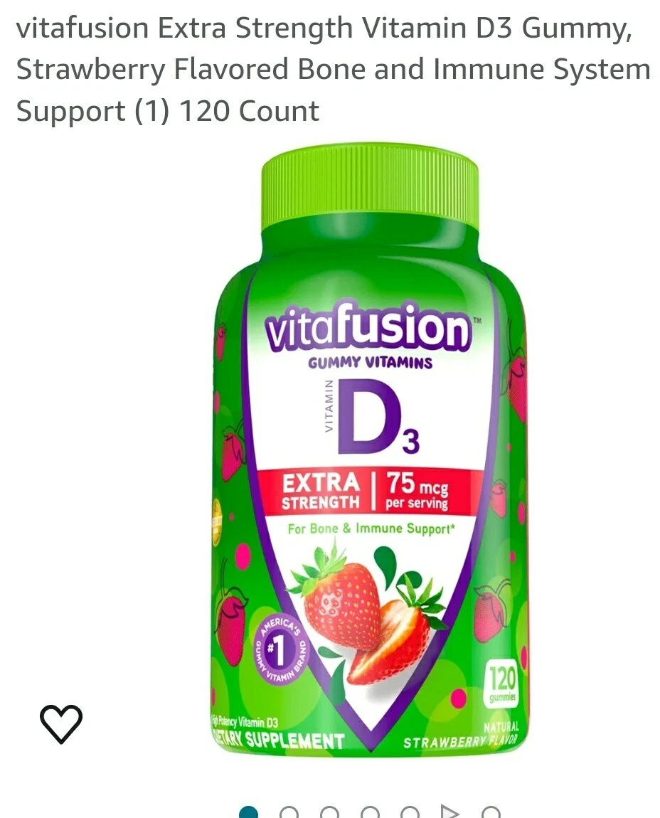 Vitafusion D3 Extra Strength 75 mcg per serv, 120 Gummies Strawberry EXP 07/2024