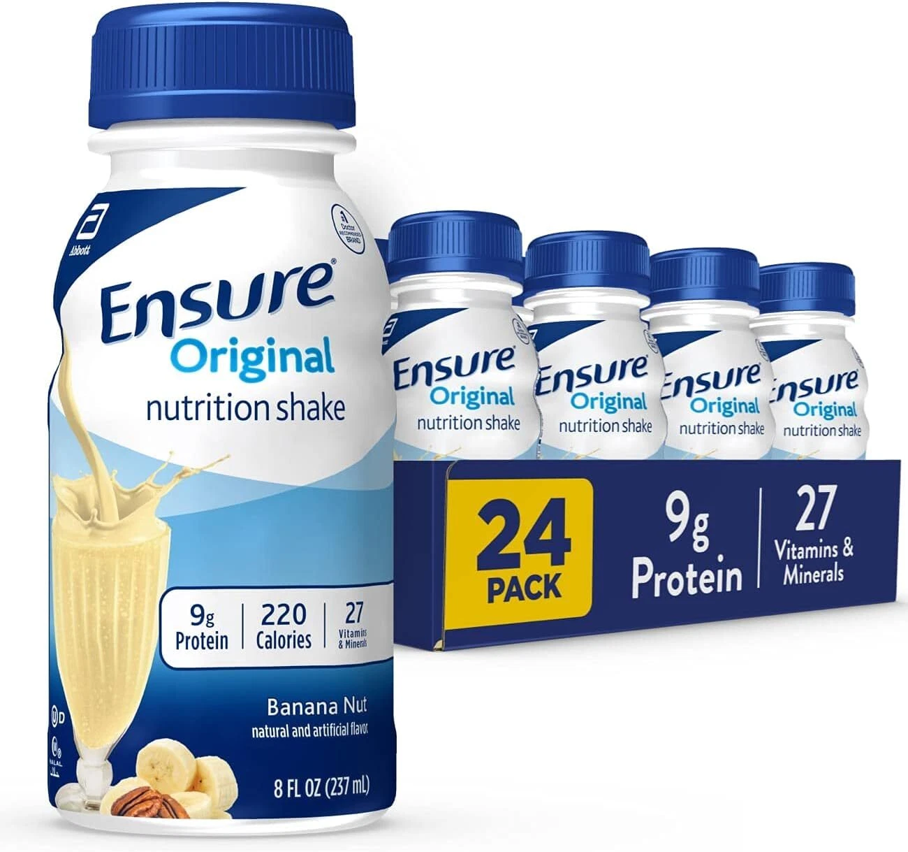 (24 Pack) Ensure Original Banana Nut Nutrition Shake, Meal Replacement, 8 Fl Oz