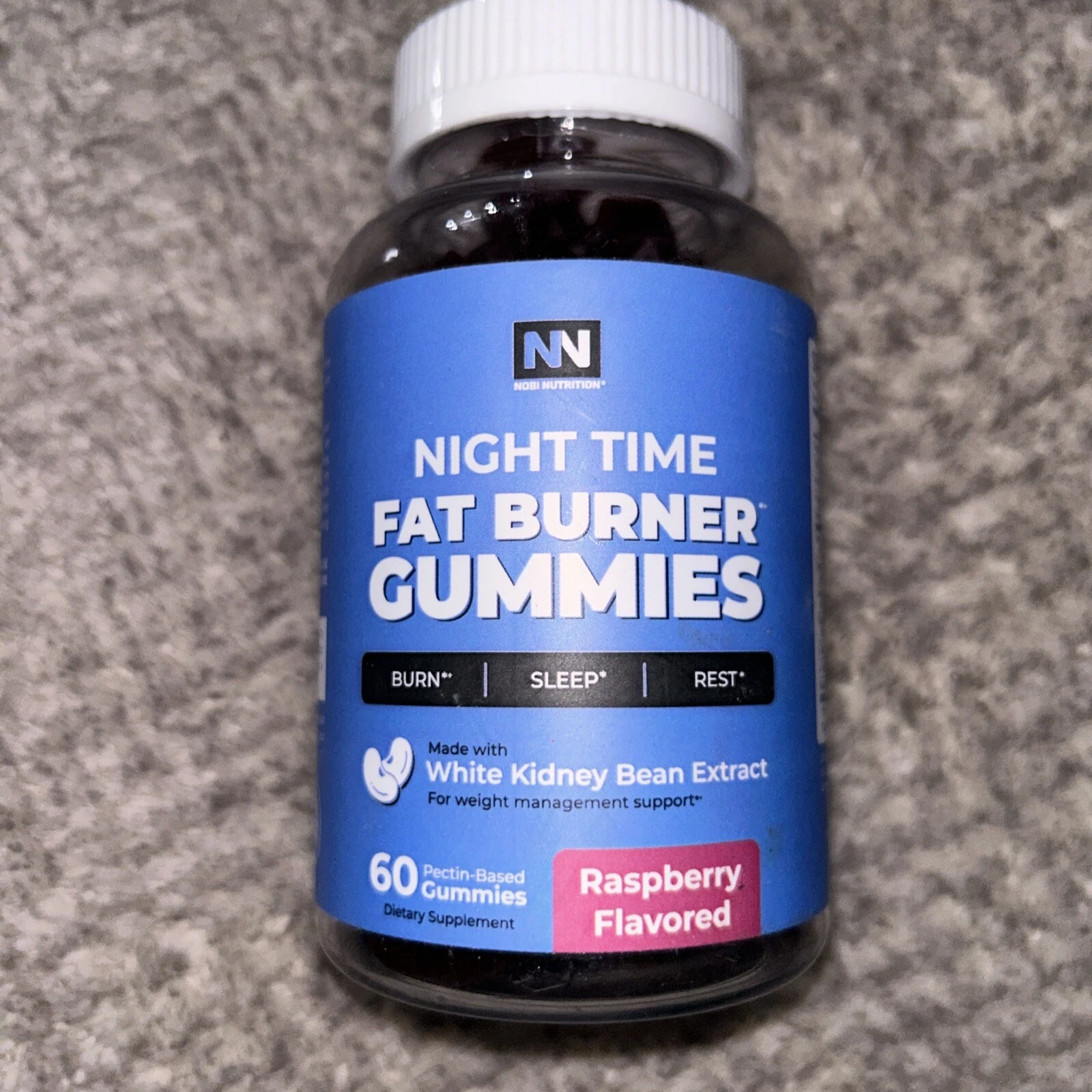 Nobi Nutrition Night Time Fat Burner Gummies Sugar-Free Weight Loss Sleep 60 Ct
