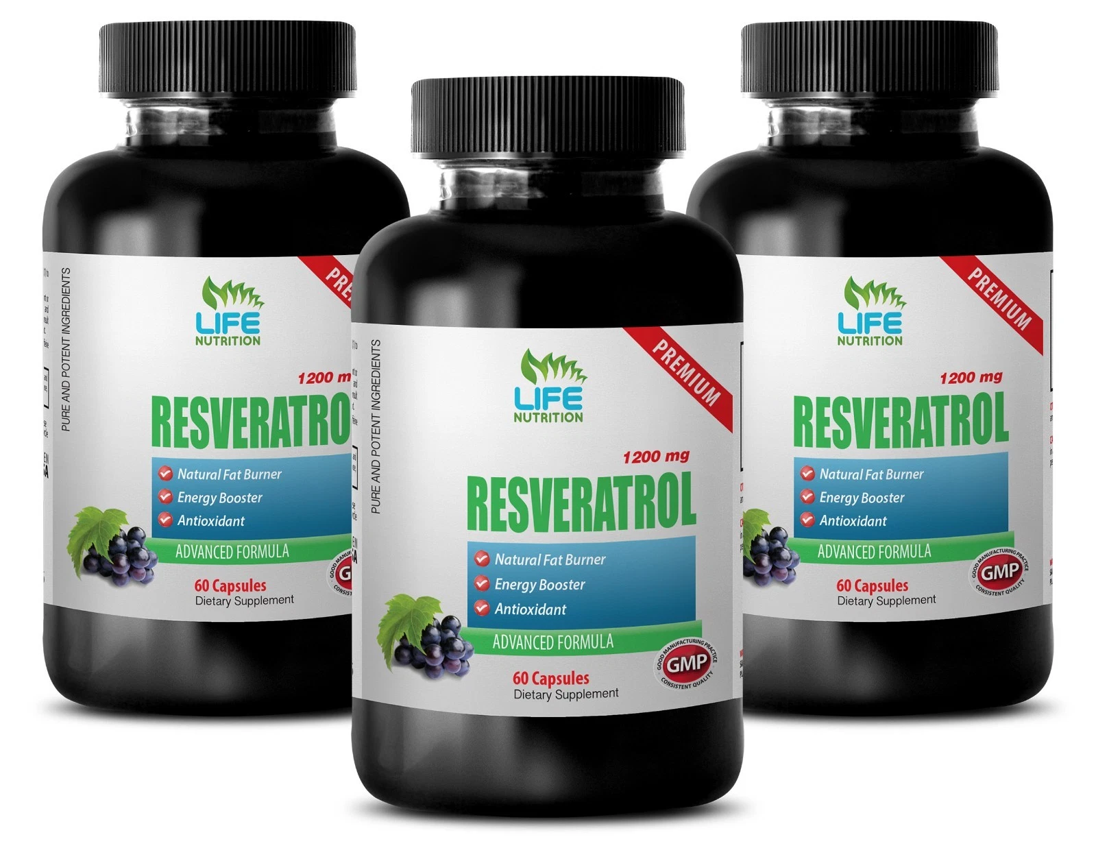 Resveratrol Supreme 1200 - Antioxidant - Increase Metabolism (3 Bottles)