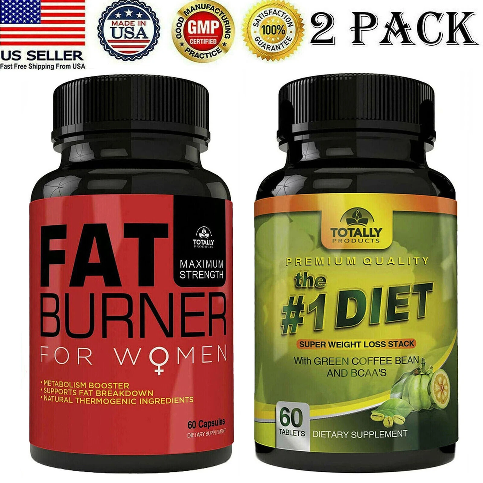 Womens Fat Burn Pills & Green Coffee Bean Extract Weight Loss Dietary Supplement