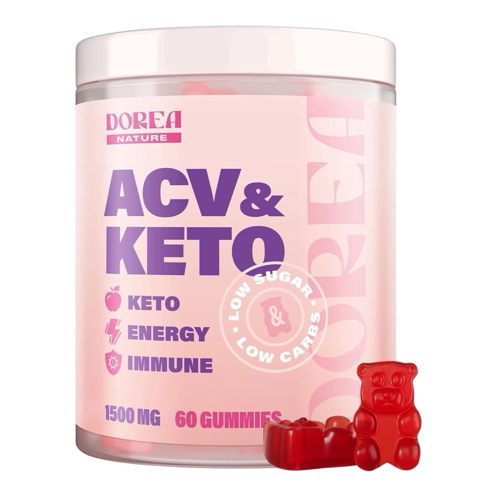 DN Dorea Nature ACV Keto Gummies 1500 mg 60 Count Exp 05/2025 Free Shipping