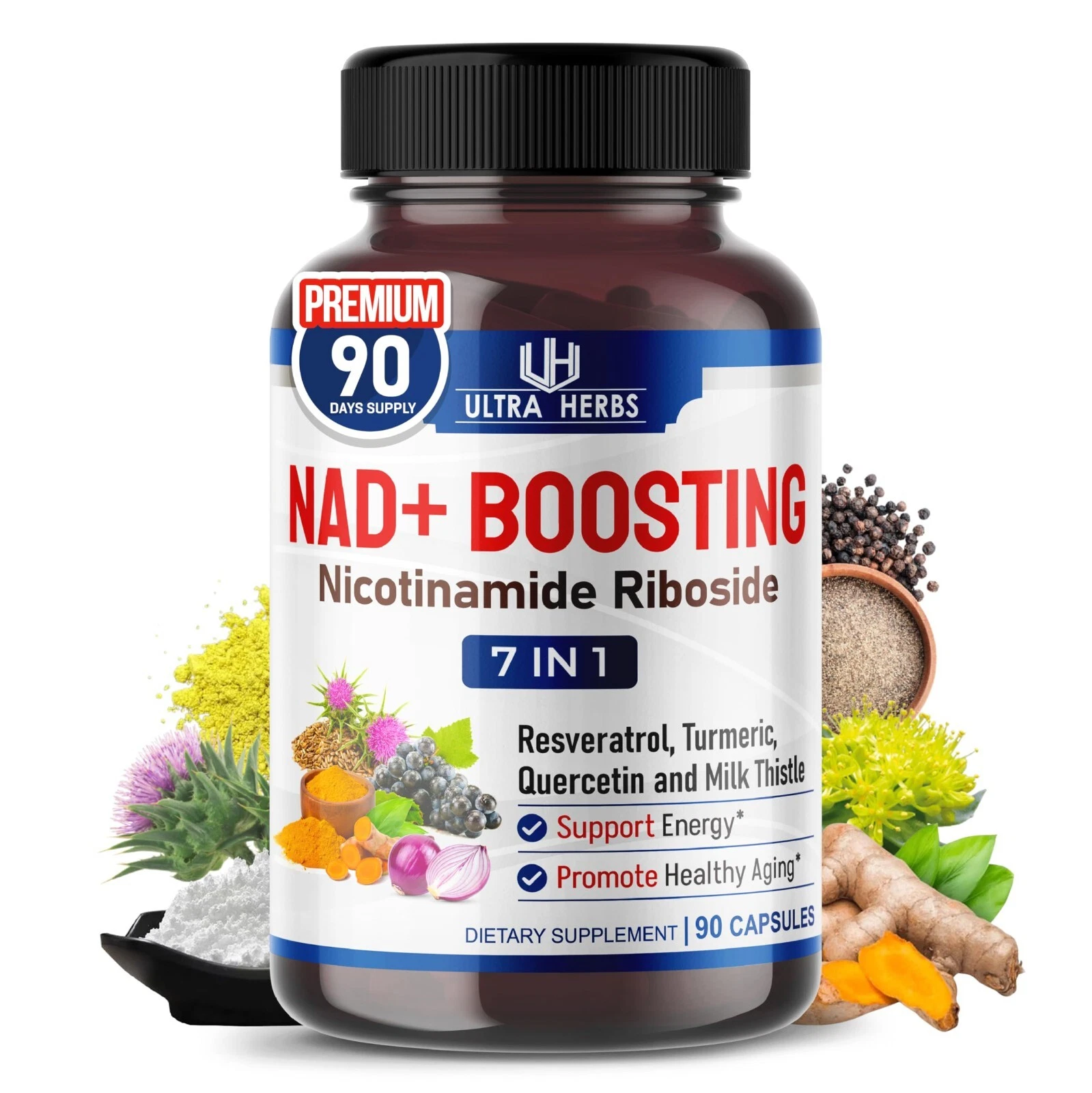NAD+ Supplement 14,300Mg with Nicotinamide Riboside NR, Trans Resveratrol, Querc