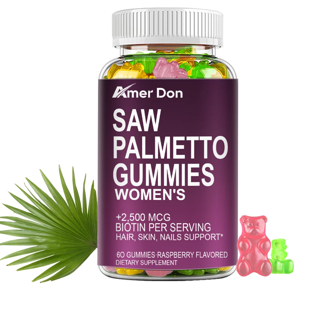 Saw Palmetto for Women + 2500 mcg Biotin Gummies DHT Blocker & Biotin Gummies 60