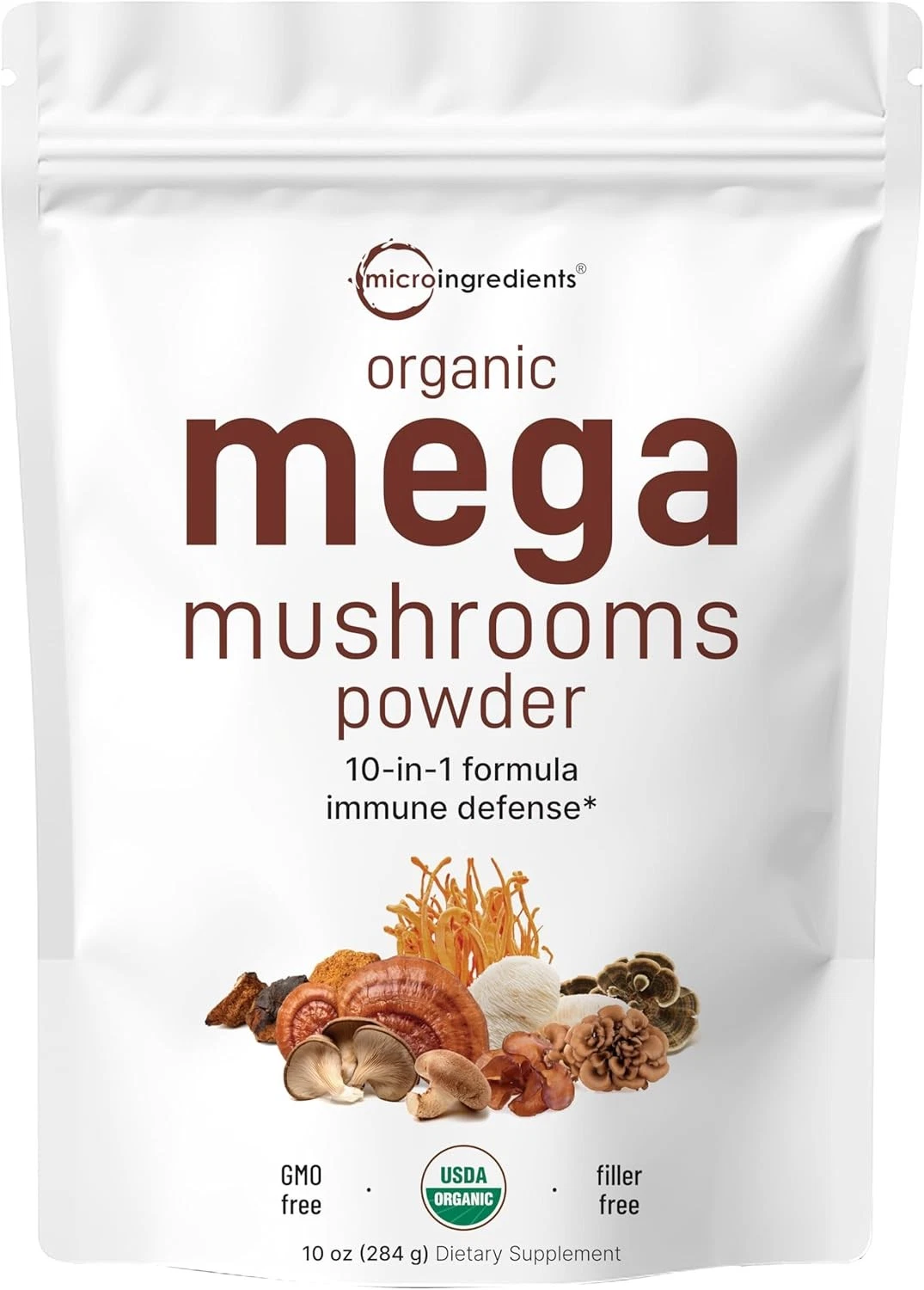 Micro Ingredients Organic Mega Mushroom 10 in 1 Complex Formula Powder for...