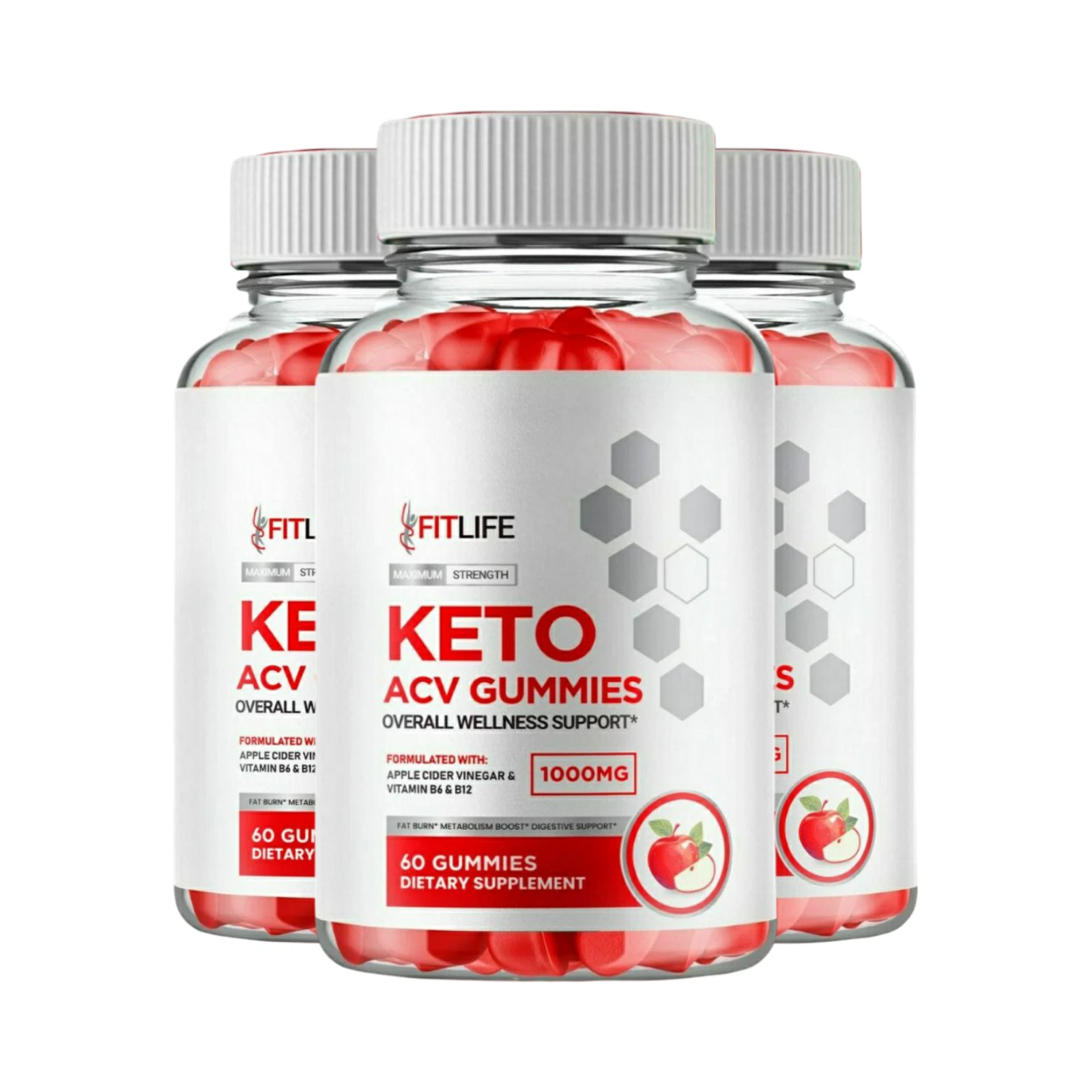 3-Pack FitLife Keto ACV Gummies, Fit Life Weight Loss Supplement - 180 Gummies