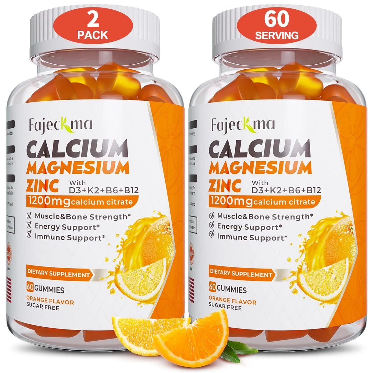 Calcium Magnesium Zinc Gummies for Adult 1200mg Calcium Citrate with Vitamin ...