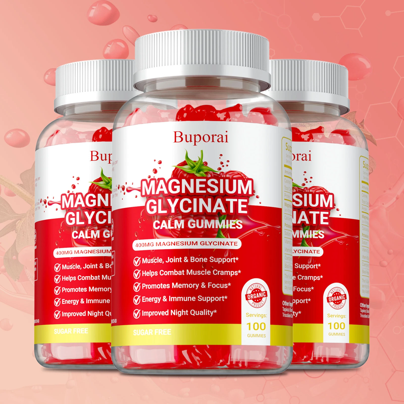 Magnesium Glycinate Gummies - Improved Night Quality,Muscle,Joint & Bone Support