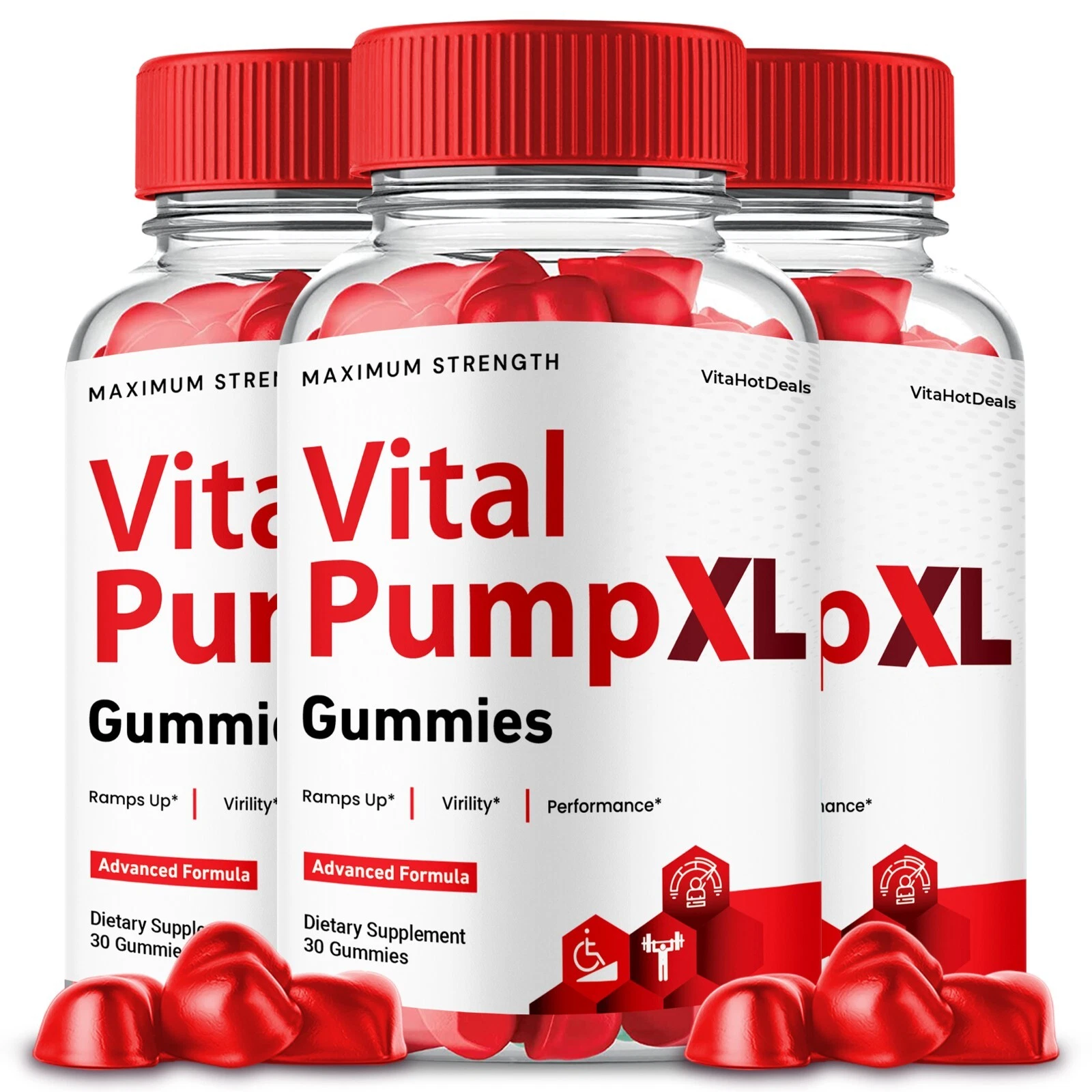 Vital Pump XL Gummies for Men, Max Strength, VitaPlump XL Supplement (3 Pack)