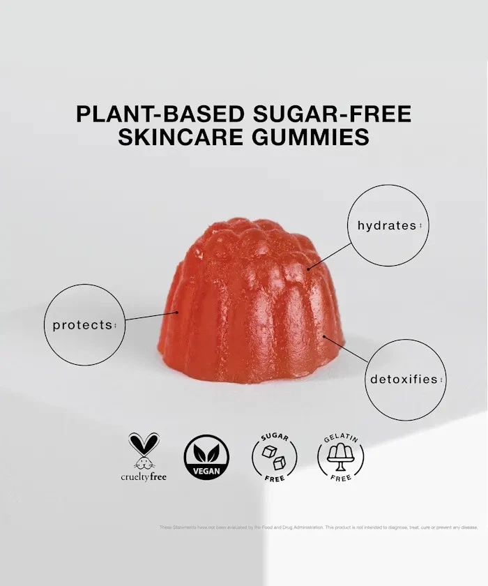 IMARAЇS BEAUTY Glow Vegan Skincare Gummies LEMON FLAVOR-60 Gummies-EXP 01/26