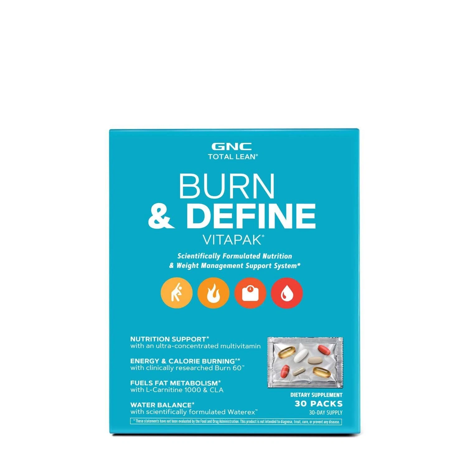 GNC Total Lean Burn Define Vitapak 30 Count Weight Management Supplements