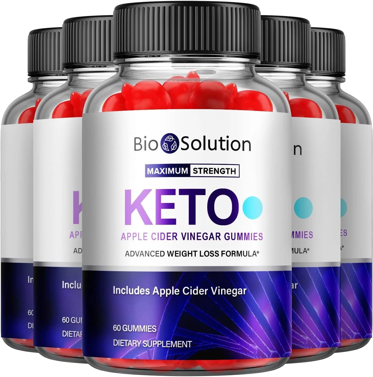 5 Pack - Biosolution Keto ACV Gummies - Vegan, Weight Loss Supplement - 300 Gums