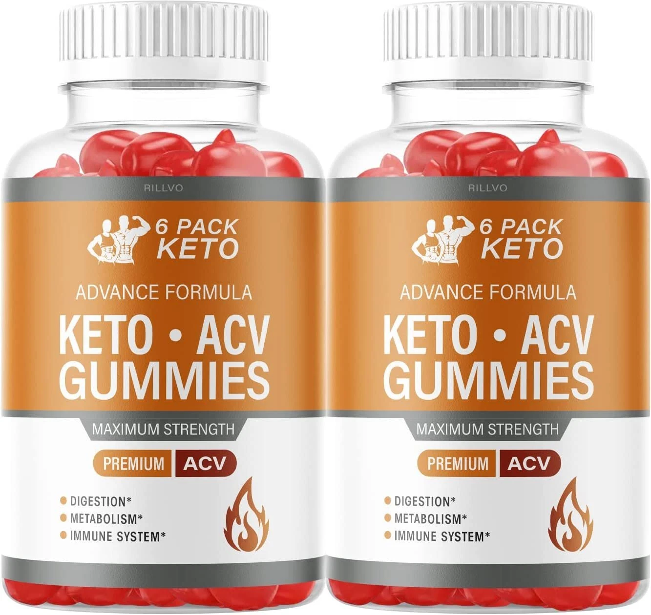(2 Bottles) 6 Pack Keto ACV Gummies Advanced Formula 6 Pack Keto Gummies (120...