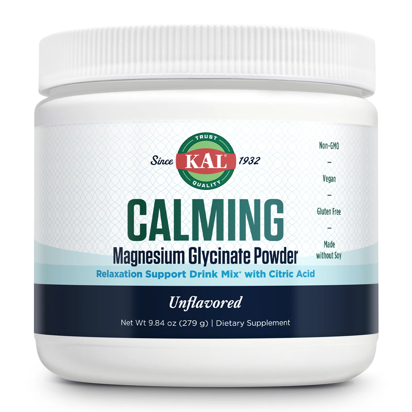 KAL Calming Magnesium Glycinate Powder Plus Citric Acid - Unflavored - Nervous