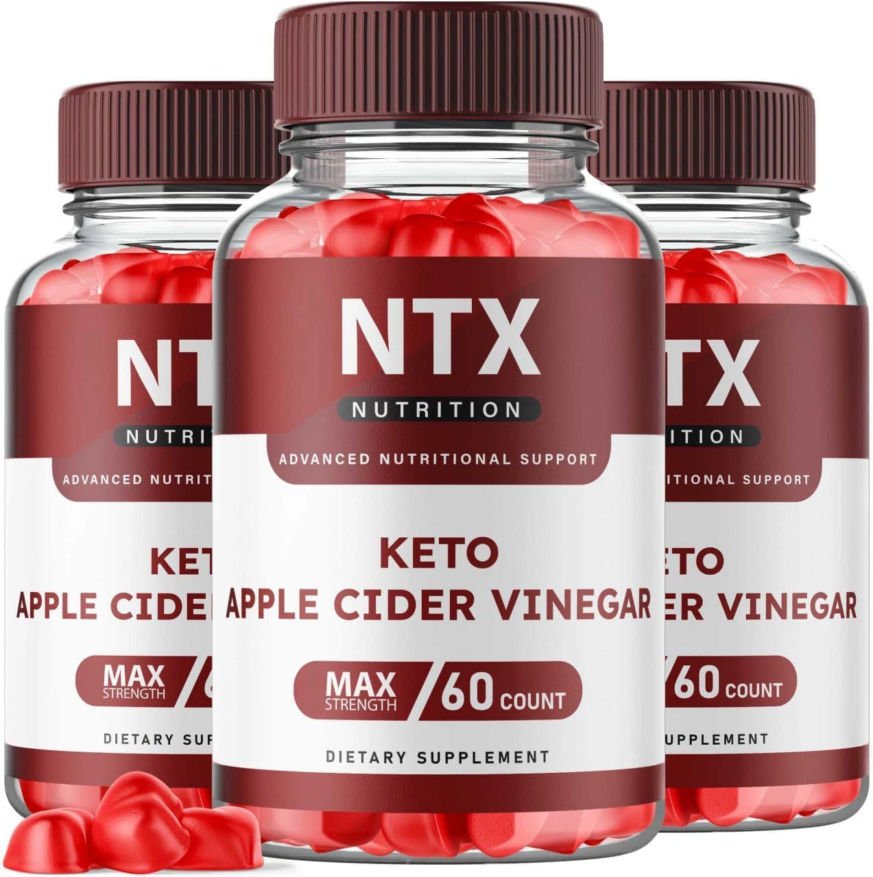 3 Pack - NTX Keto ACV Gummies, Vegan, Weight Loss Supplement - 180 Gummies