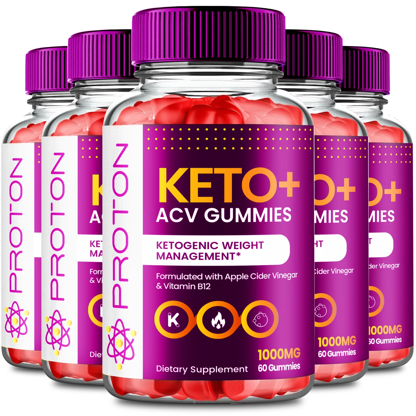 (5 Pack) Proton Keto Gummies, Proton Keto ACV Gummies Weight Loss (300 Gummies)
