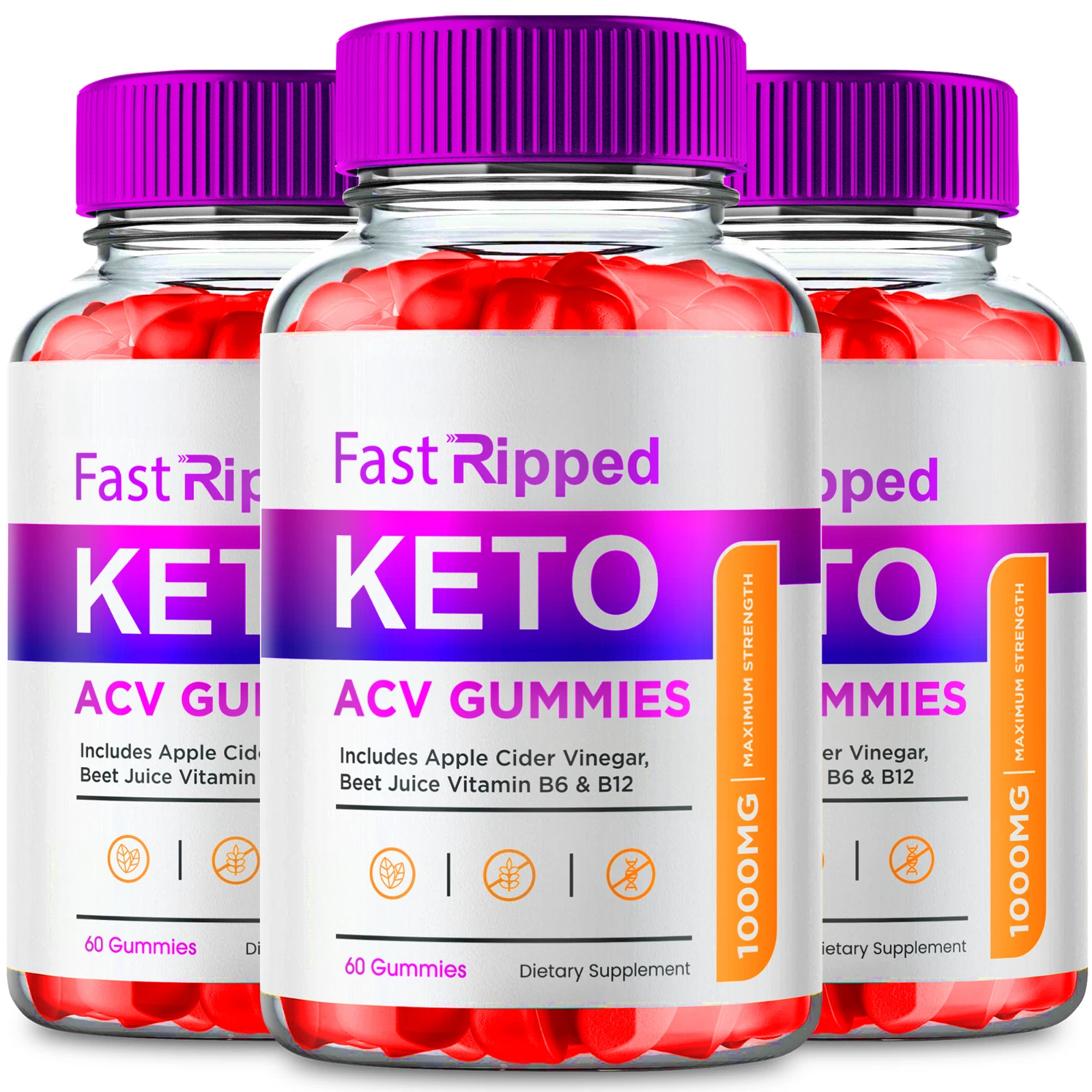 (3 Pack) Fast Ripped ACV Gummies, Fast Ripped Keto Weight Loss (180 Gummies)