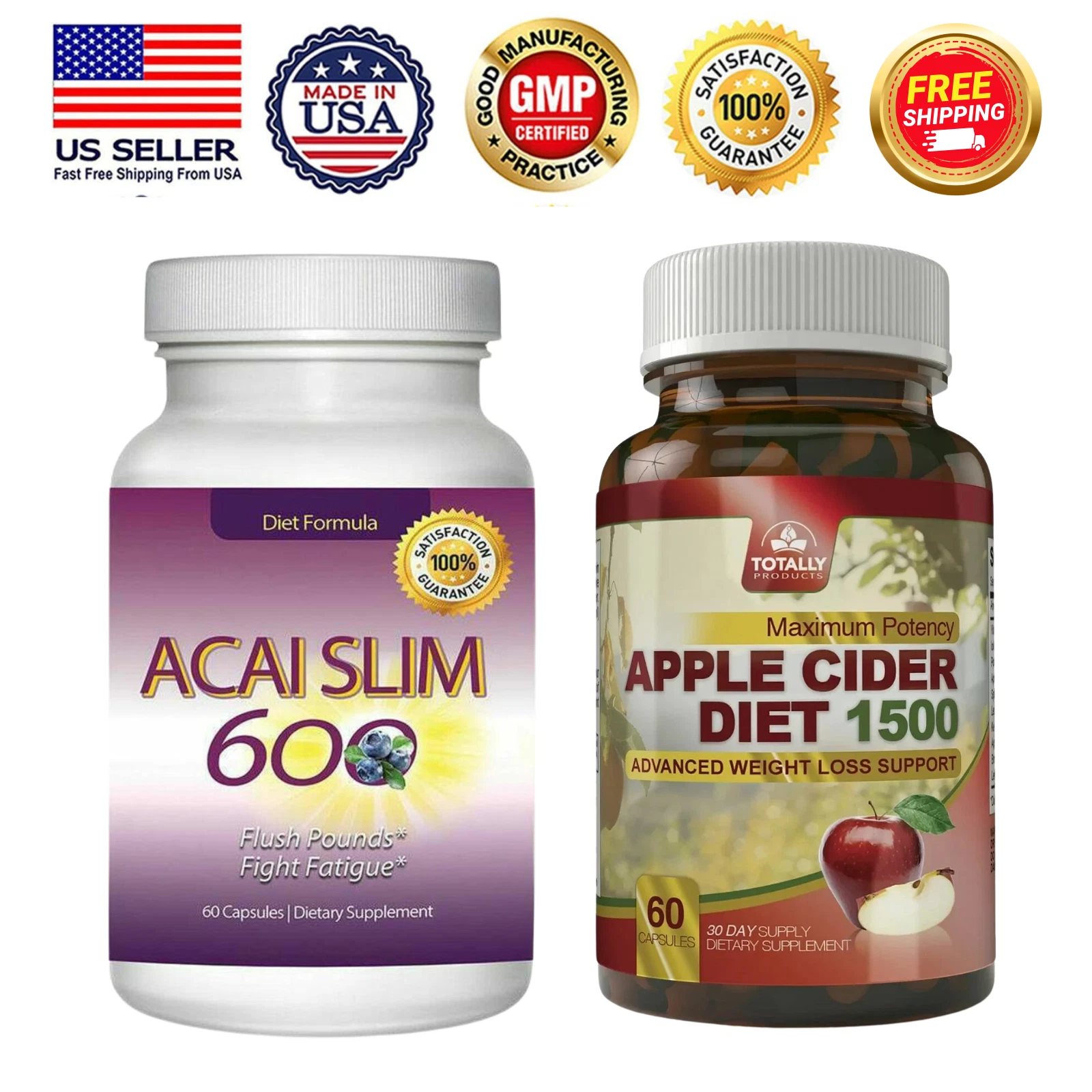 Acai Berry Fat Burner Supplements & Apple Cider Vinegar Weight Loss Diet Pills