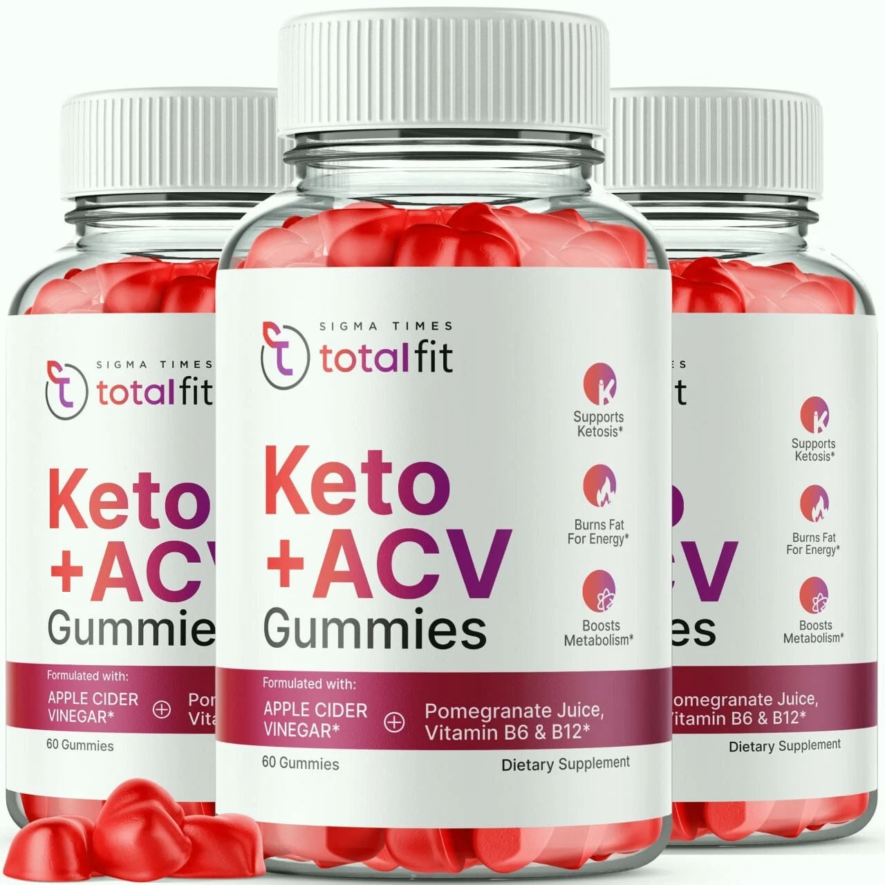 (3 Pack) TotalFit Keto + ACV Advanced Weight Loss Gummies to Lose Belly Fat