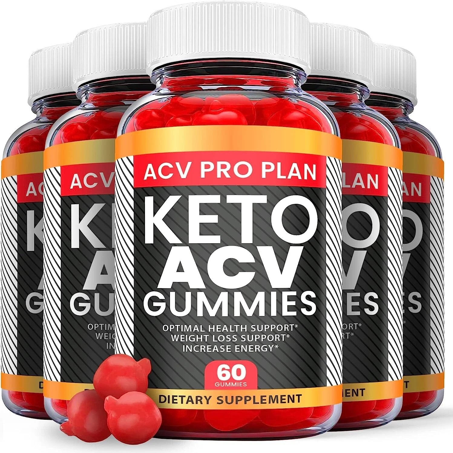 5 Pack - ACV Pro Plan Keto Gummies - Vegan, Weight Loss Supplement - 300 Gums