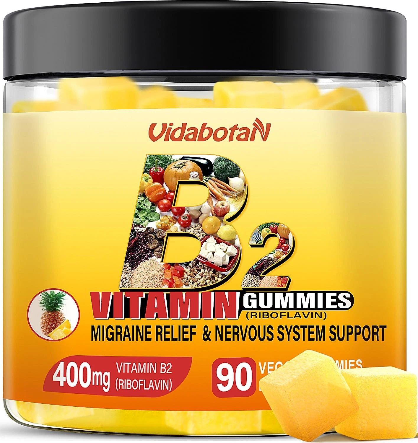 Vitamin B2 Gummies 400mg with Magnesium CoQ10 for Kids Adults Migraine Relief