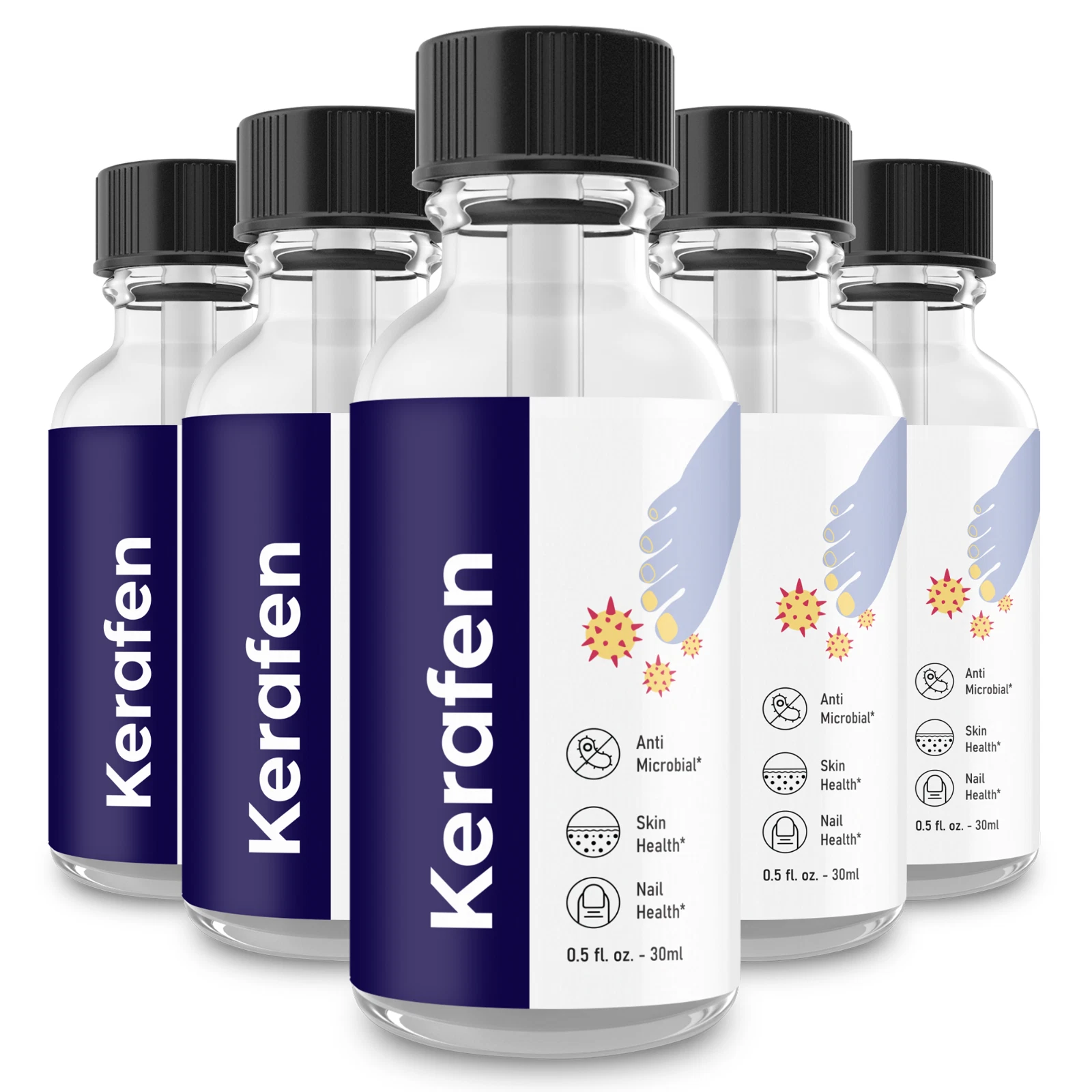 Kerafen Nail Health Drops, Antibacterial Treatment Nail Support Drops (5 Pack)