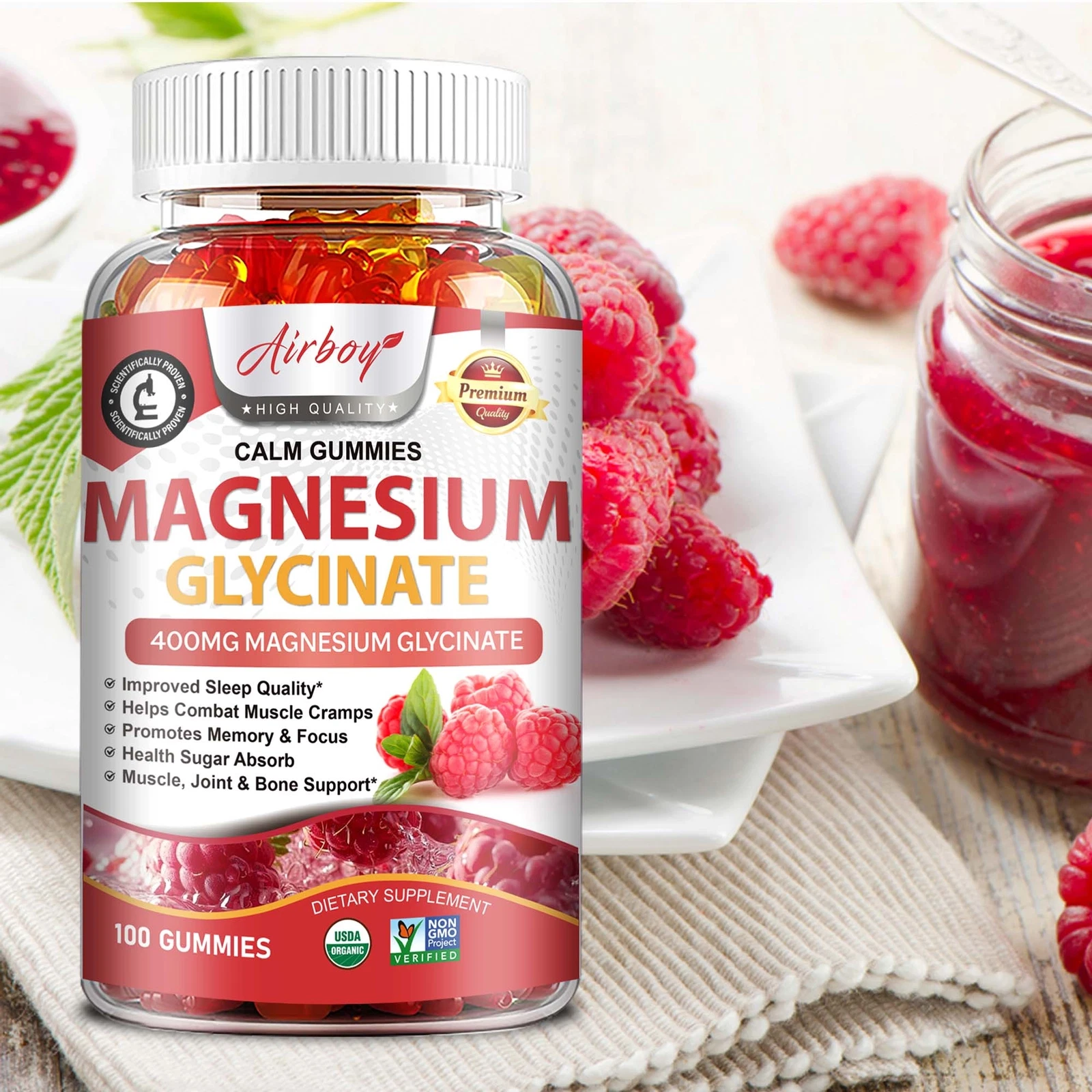 Magnesium Glycinate - Sleep Health, Stress & Anxiety Relief, Reduce Leg Cramps