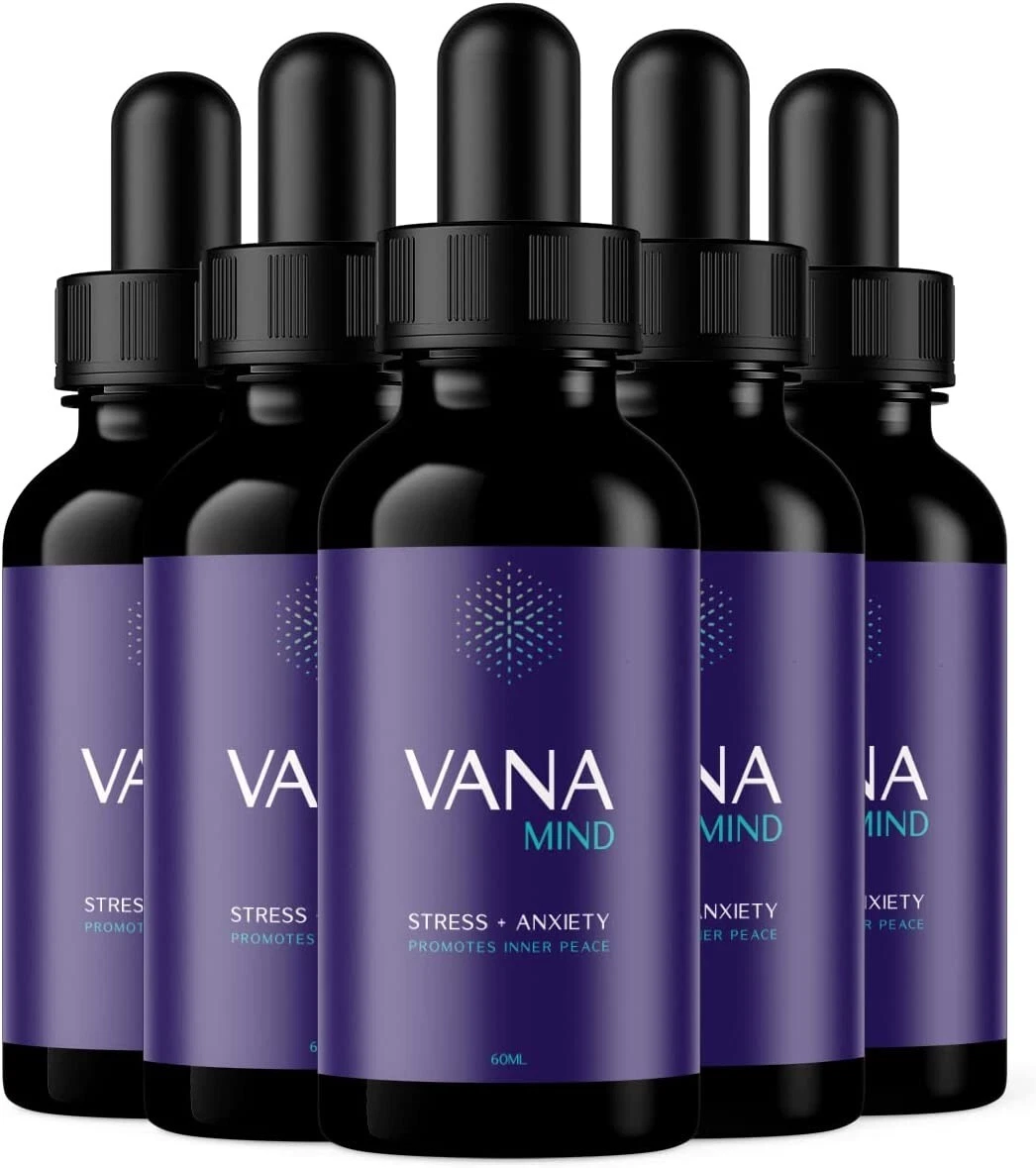 5 Pack - Vana Mind Relaxation Drops - Stress Support Supplement For Mind & Body