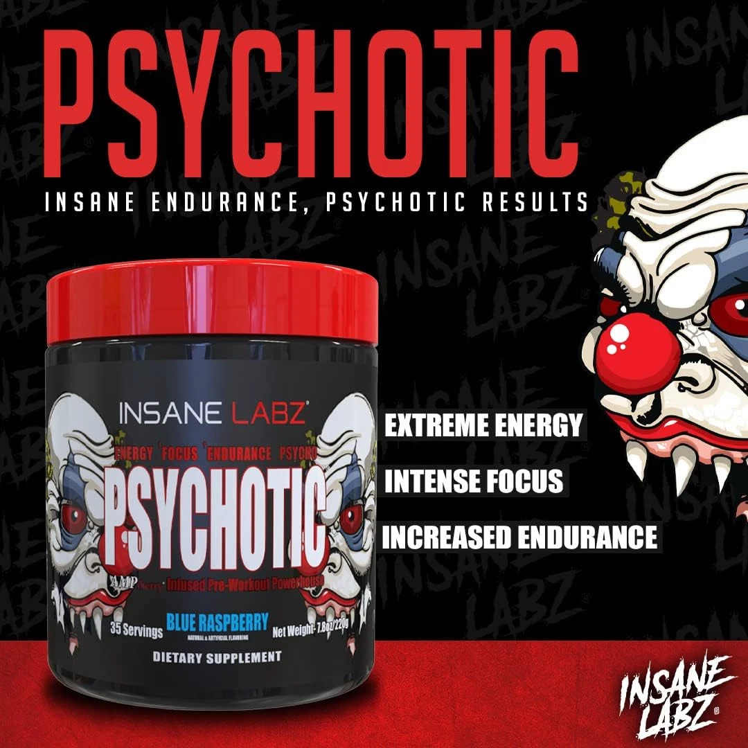 INSANE LABZ PSYCH-O-TIC Pre-Entrenamiento Potencia Enfoque Energético Resistencia 35 Porciones
