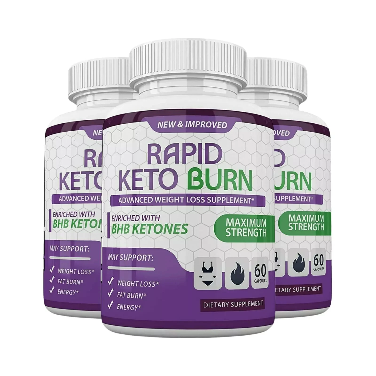 3-Pack Rapid Keto Burn Pills - Keto Supplement for Weight Loss - 180 Capsules