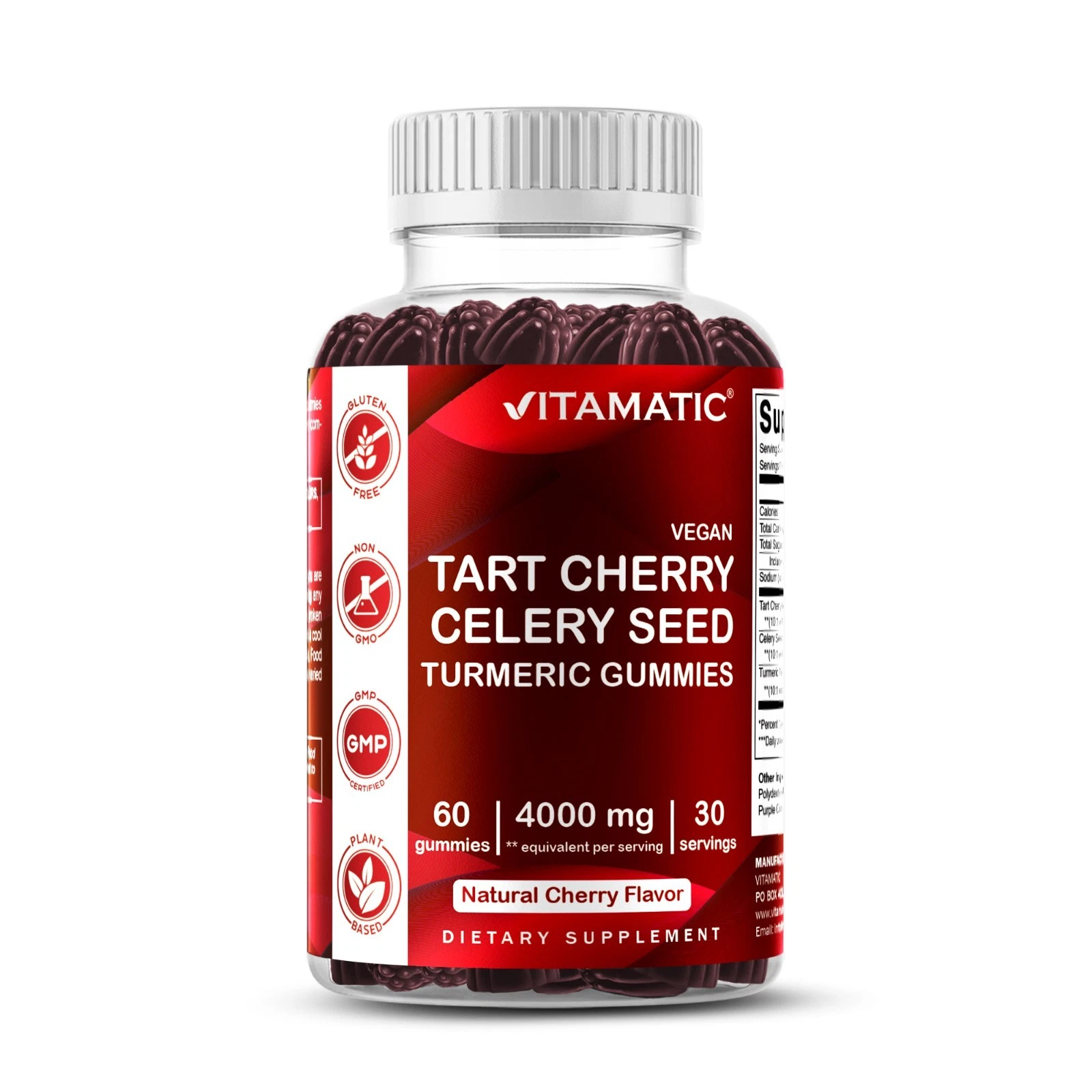 Vitamatic Tart Cherry with Celery Seed Gummies - 4000 mg Serving 60 ct