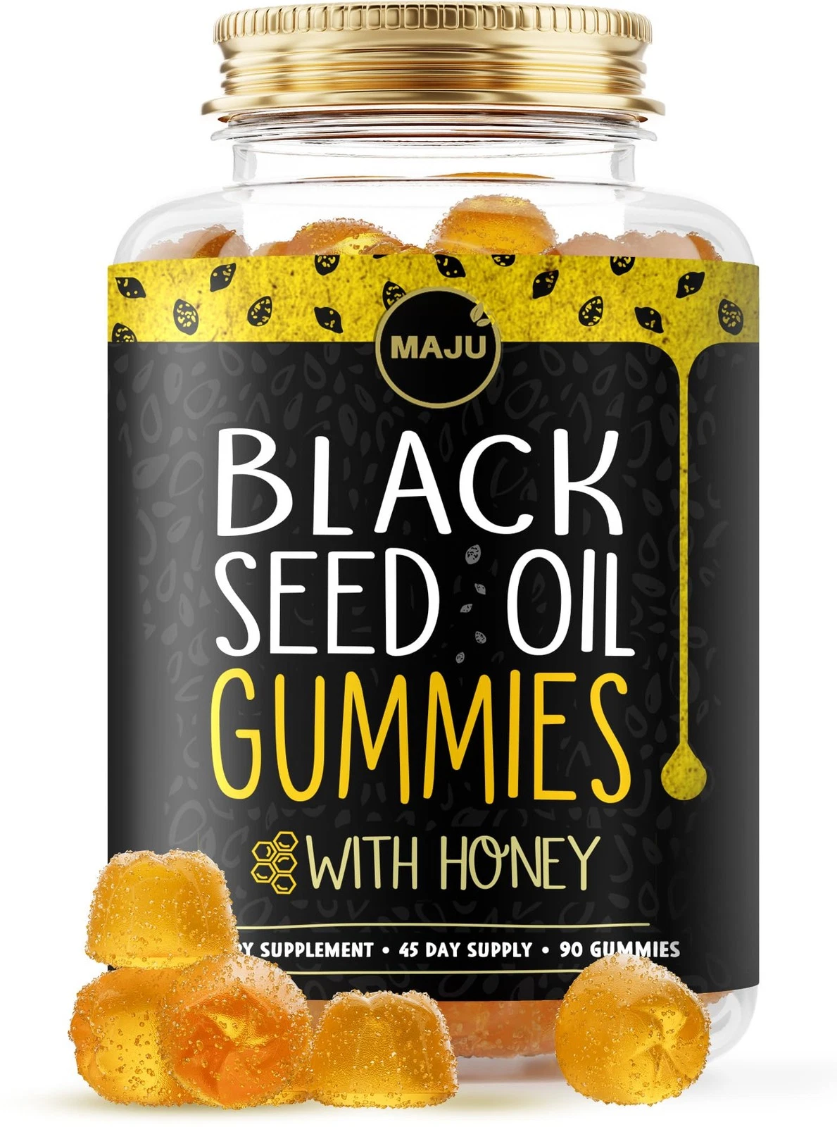 MAJU's Black Seed Oil Gummies 90ct, World's 1st, 2.5X Per BSO Gummy, Black Cumin