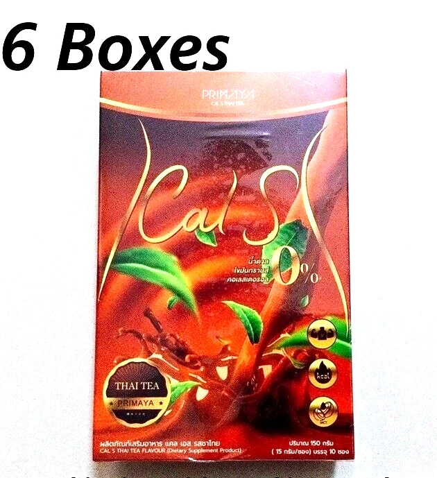 6 x Cal S Thai Tea Primaya Dietary Supplement High Fiber Low Calories 10 Sachets