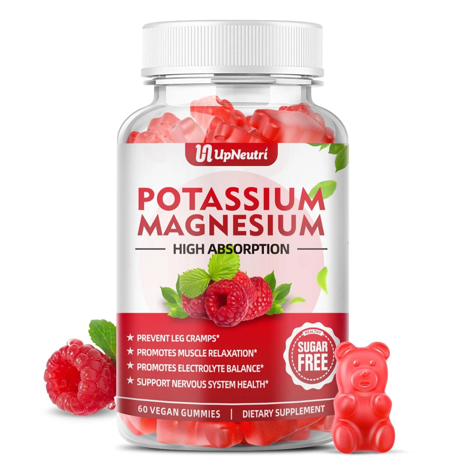 Potassium Magnesium Supplement Gummies for Adults Kids Sugar-Free Potassium C...
