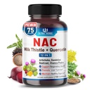 N-Acetyl Cysteine with Milk Thistle & Quercetin for Immunity & Detox 150 Caps