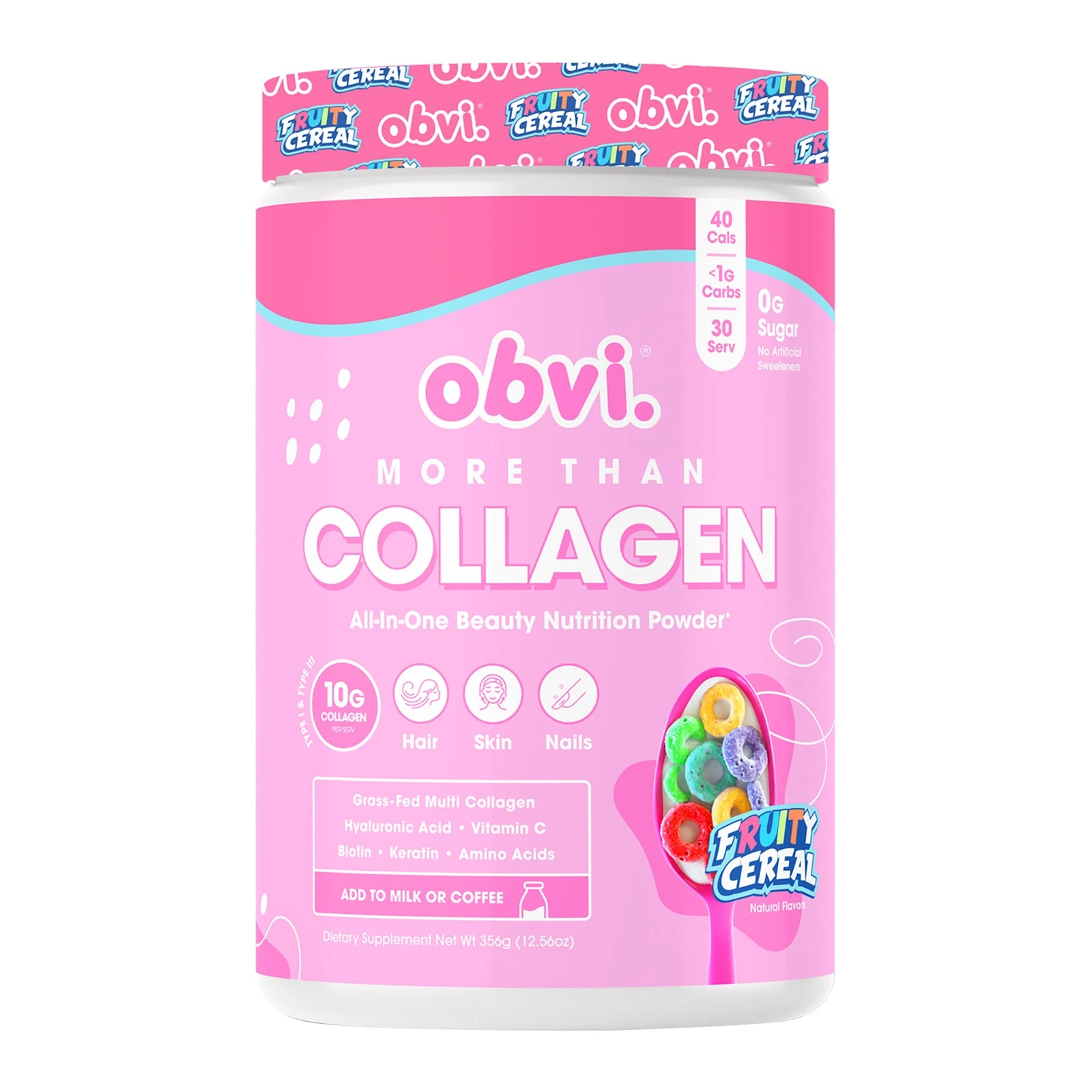 2 Pack More Than Collagen - Fruity Cereal by Obvi for Unisex - 12.56 oz Dietary